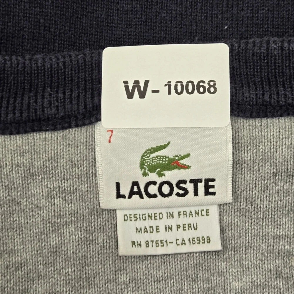 Lacoste Men Sweater 7 Navy Logo Long Sleeve Preppy V Neck